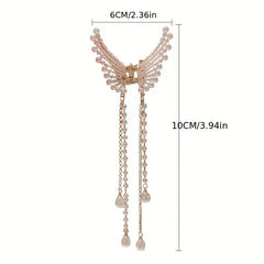 Women Tassel Hair Claw Pearl Decor Jaw Claw Hair Accessories