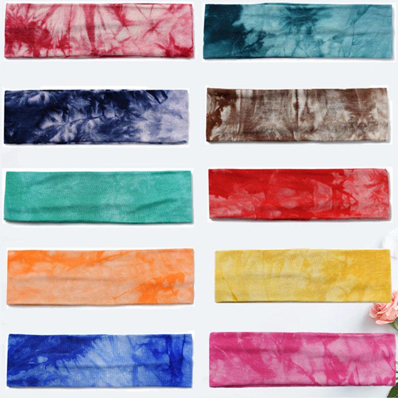 Tie Dye Elastic Headband Sweatband Hair Accessories For Yoga Sports