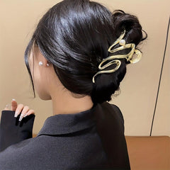 Silvery Golden Wavy Hair Claw Faux Pearl Decor Hair Claw Nonslip Ponytail Holder