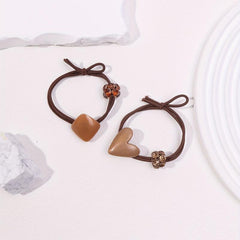 2pcs Heart Geometric Decor Hair Tie Elastic Hair Rope Glitter Rhinestone