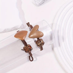 2pcs Heart Geometric Decor Hair Tie Elastic Hair Rope Glitter Rhinestone
