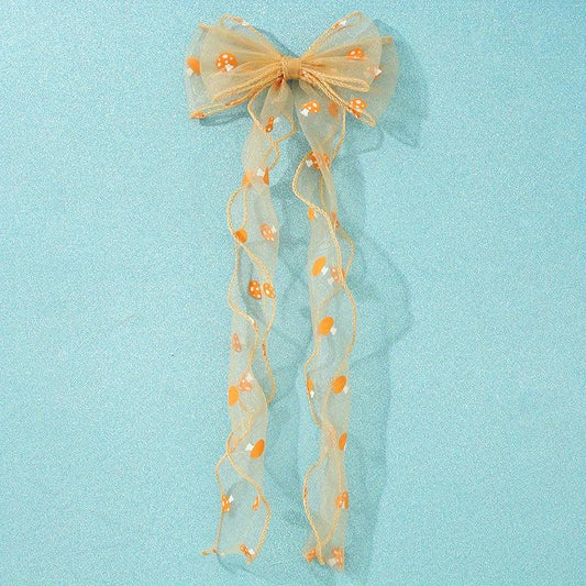 Mesh Bowknot Mushroom Pattern Hair Clip with Non-Slip Back