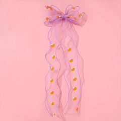 Mesh Bowknot Mushroom Pattern Hair Clip with Non-Slip Back