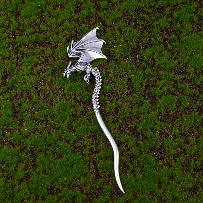 Ancient Silvery Hair Stick Flying Dragon Hair Fork Retro Style Hair Pin