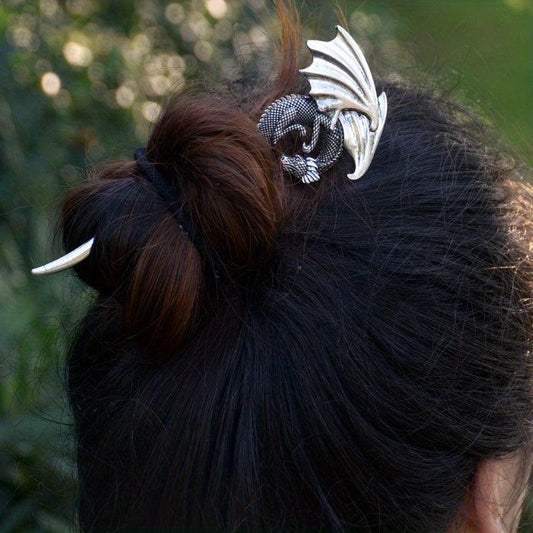 Ancient Silvery Hair Stick Flying Dragon Hair Fork Retro Style Hair Pin