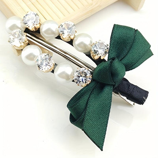 Faux Pearl Rhinestone Hair Clip Non slip Duck Billed Clip Hair Accessories