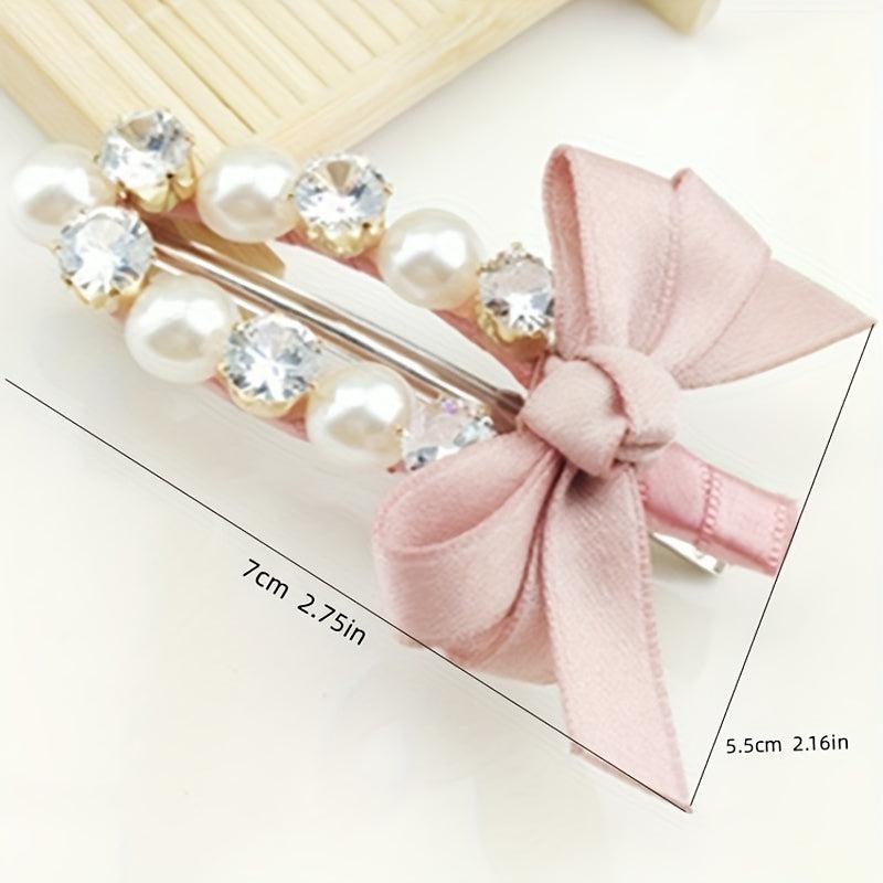 Faux Pearl Rhinestone Hair Clip Non slip Duck Billed Clip Hair Accessories