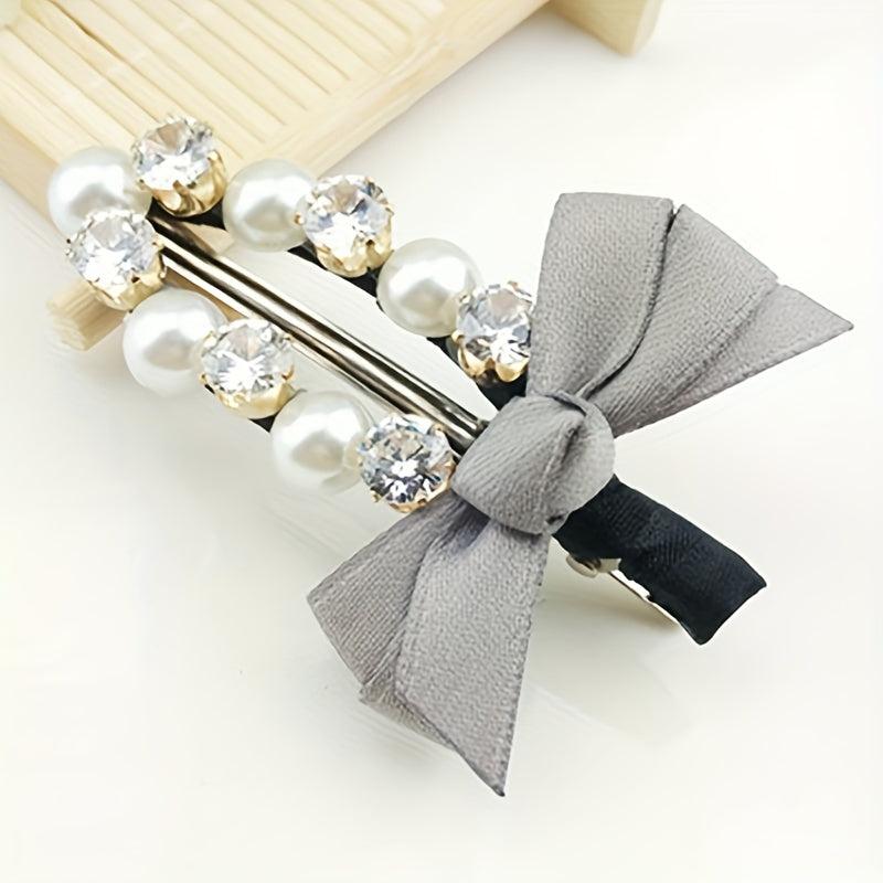 Faux Pearl Rhinestone Hair Clip Non slip Duck Billed Clip Hair Accessories
