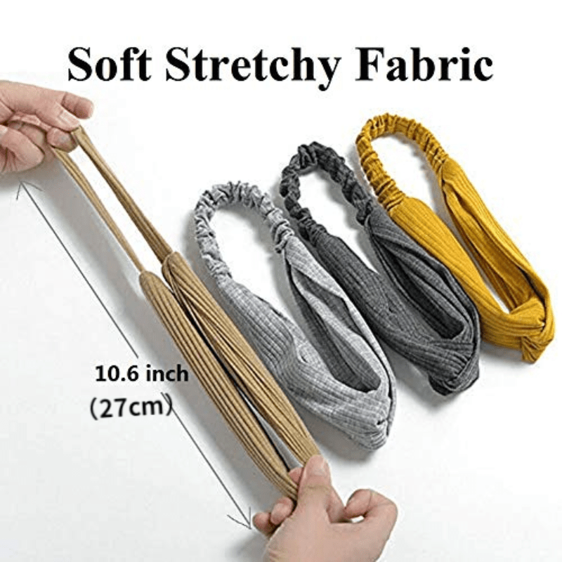 8pcs Solid Headband Non Slip Twist Knot Boho Elastic Bandana Hair Accessories