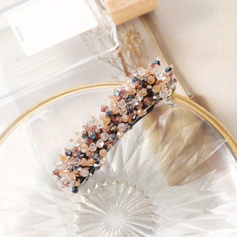Crystal Beaded Barrette Hair Clip for Women Girls Hair Accessories