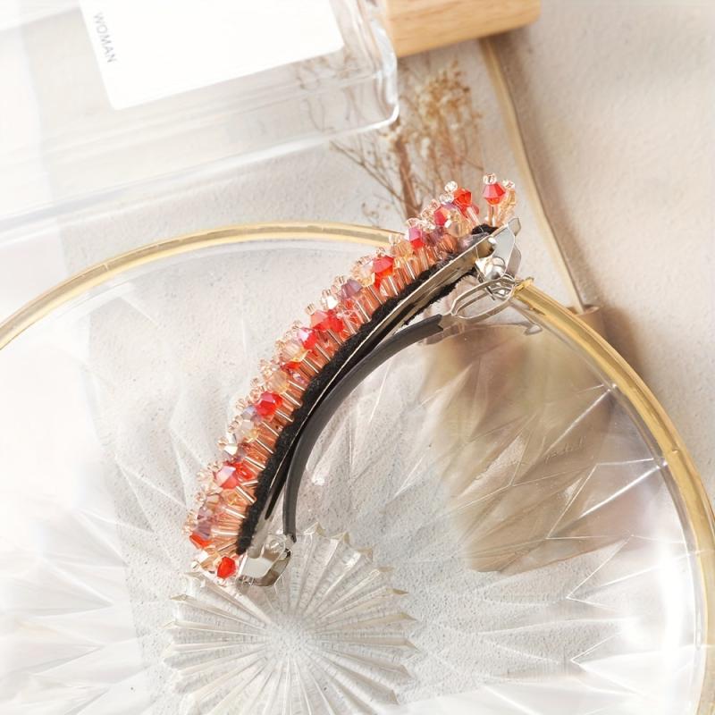 Crystal Beaded Barrette Hair Clip for Women Girls Hair Accessories