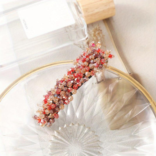 Crystal Beaded Barrette Hair Clip for Women Girls Hair Accessories
