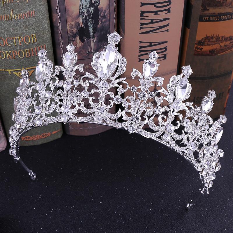 Baroque Queen Crowns Crystal Tiaras Bride Wedding Princess Rhinestone Bridal