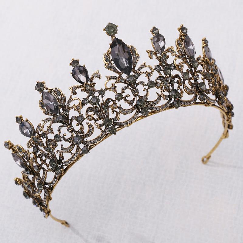 Baroque Queen Crowns Crystal Tiaras Bride Wedding Princess Rhinestone Bridal
