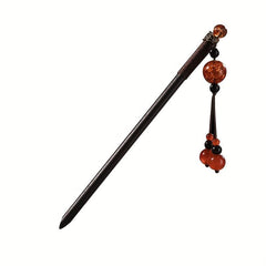 Red Beads Pendant Hairpin Wooden Hair Stick Ponytail Holder