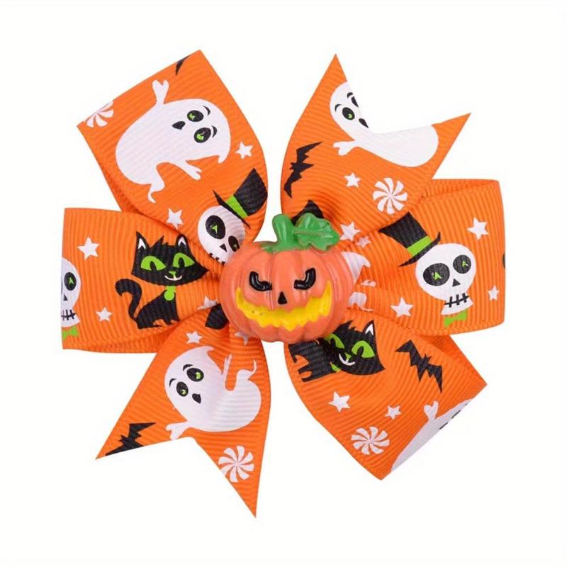 Halloween Pumpkin Bow Hair Clip for Girls