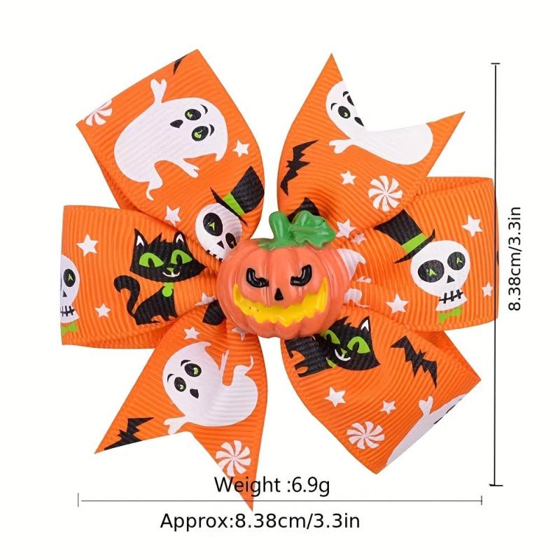 Halloween Pumpkin Bow Hair Clip for Girls