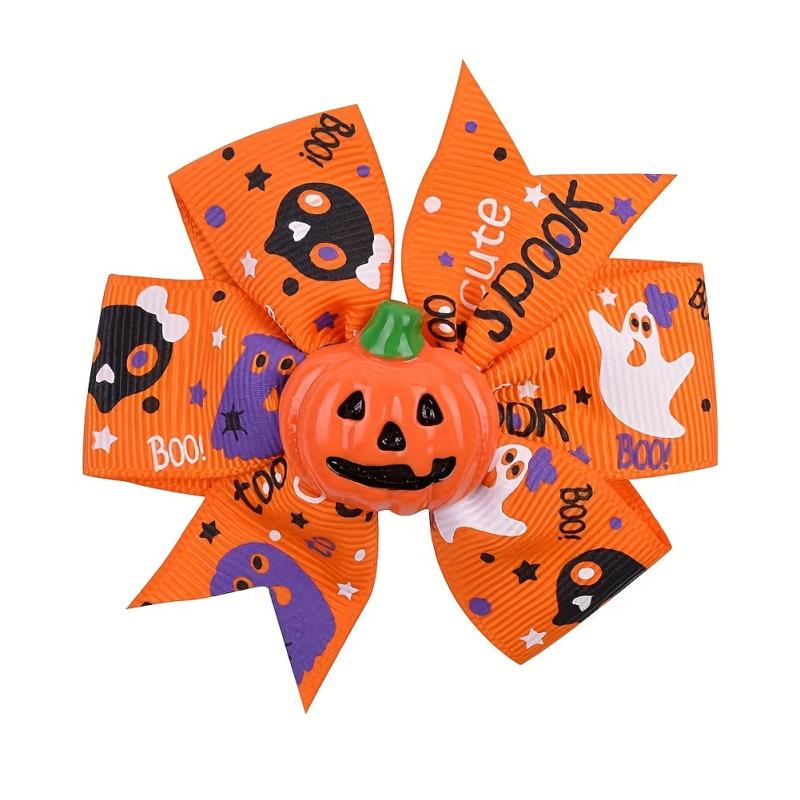 Halloween Pumpkin Bow Hair Clip for Girls