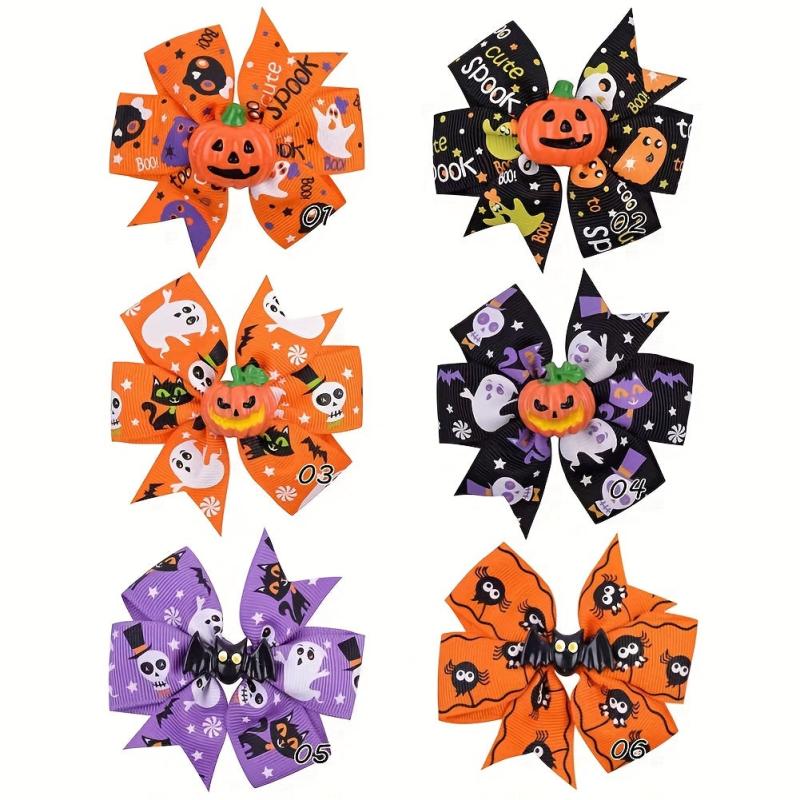 Halloween Pumpkin Bow Hair Clip for Girls