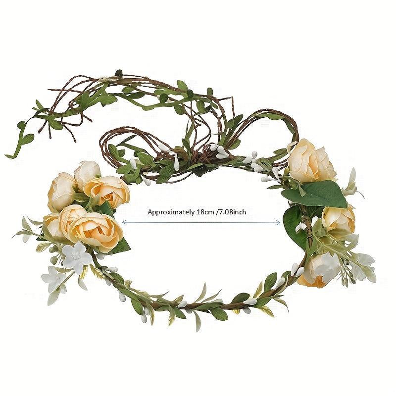 Boho Style Flower Wreath Garland Headdress for Wedding