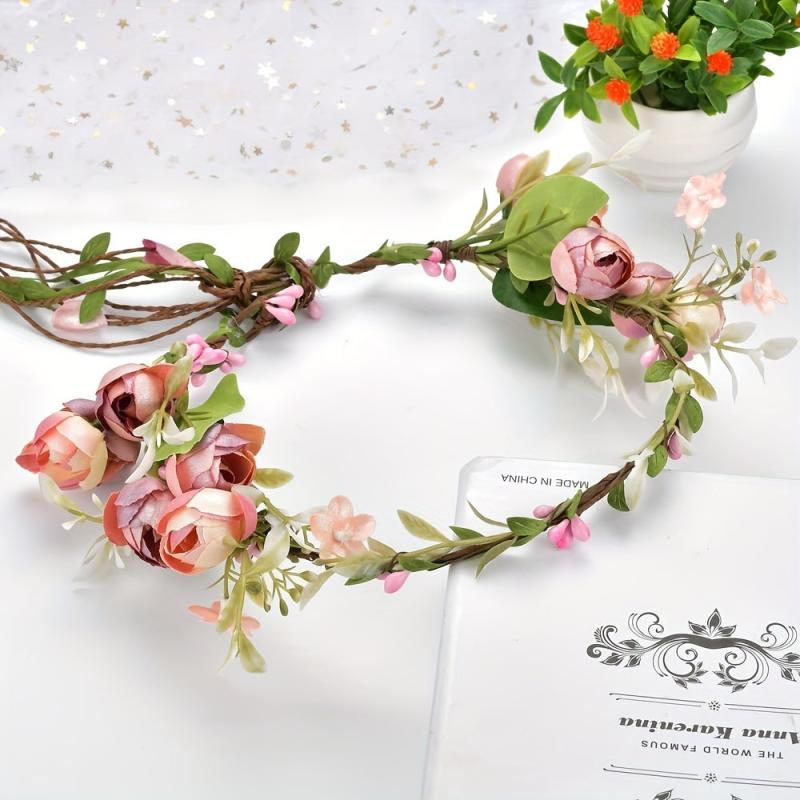Boho Style Flower Wreath Garland Headdress for Wedding