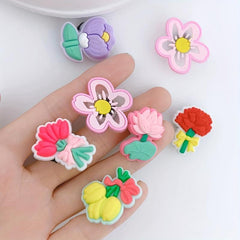 16pcs Flower Shape Shoe Charm PVC Rubber Clogs DIY Accessories