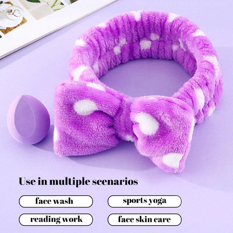 Bow Elastic Headband & Water Drop Makeup Sponge