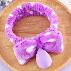 Bow Elastic Headband & Water Drop Makeup Sponge