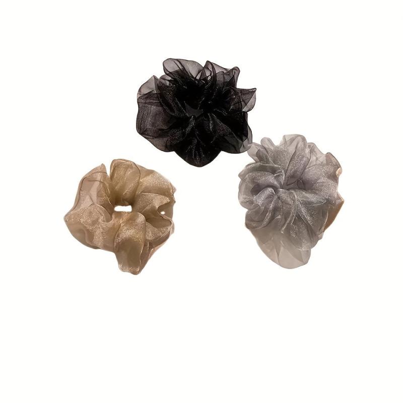 3pcs Organza Scrunchies Hair Tie Ponytail Holder Hair Ring Accessories