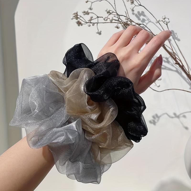 3pcs Organza Scrunchies Hair Tie Ponytail Holder Hair Ring Accessories
