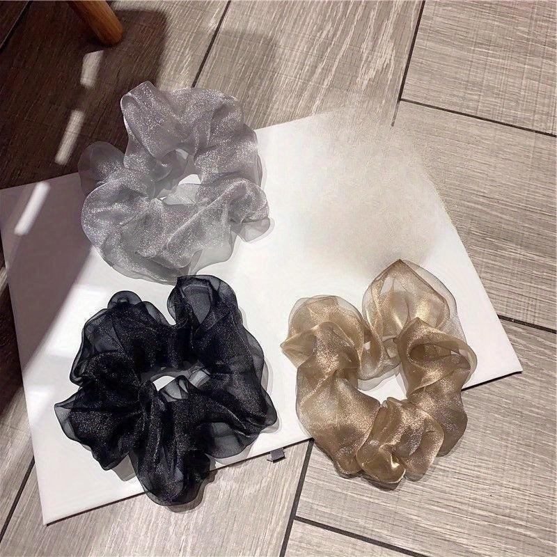 3pcs Organza Scrunchies Hair Tie Ponytail Holder Hair Ring Accessories
