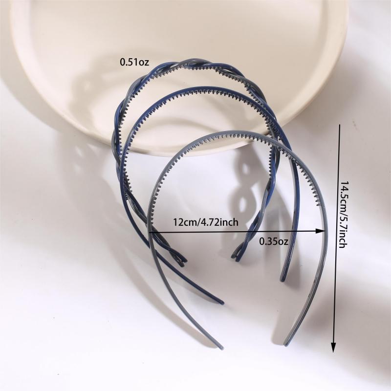 3pcs Candy Headband Set Braided Pattern Non Slip Hair Band Women Girls