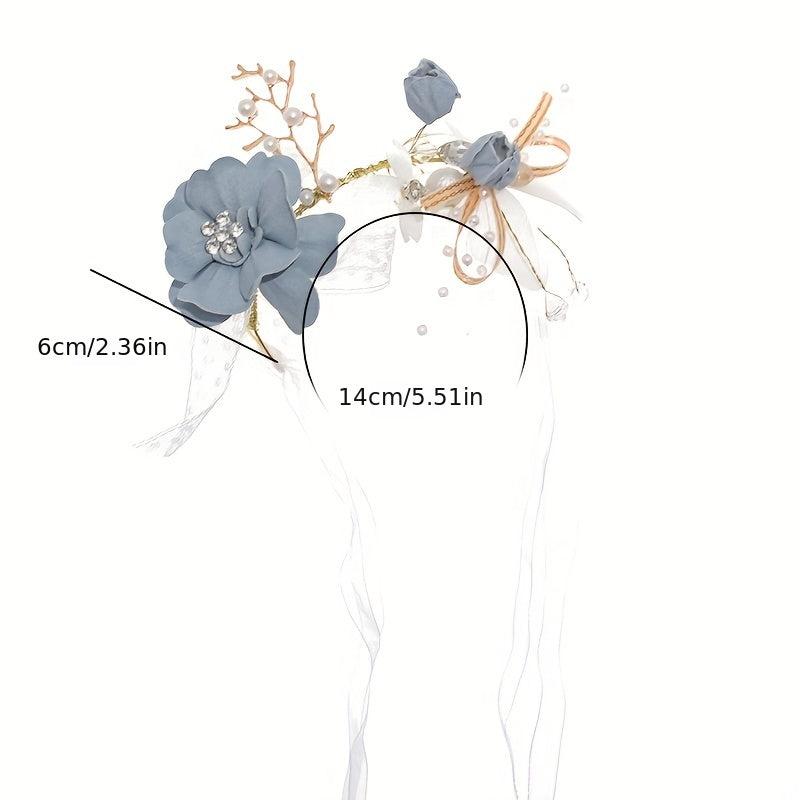 Bridal Flower Wrist Band Bridesmaid Faux Pearl Dressing Accessories
