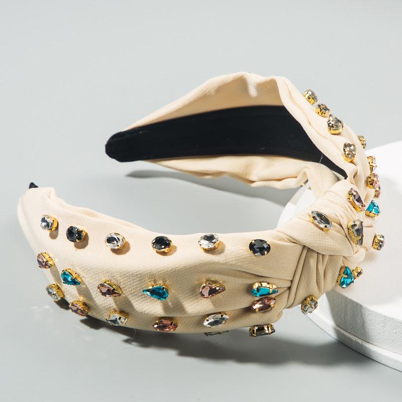 Bohemian Rhinestone Cross Headband Colorful Head Hoop