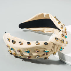 Bohemian Rhinestone Cross Headband Colorful Head Hoop