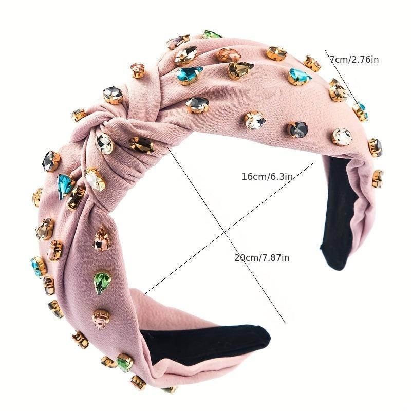 Bohemian Rhinestone Cross Headband Colorful Head Hoop