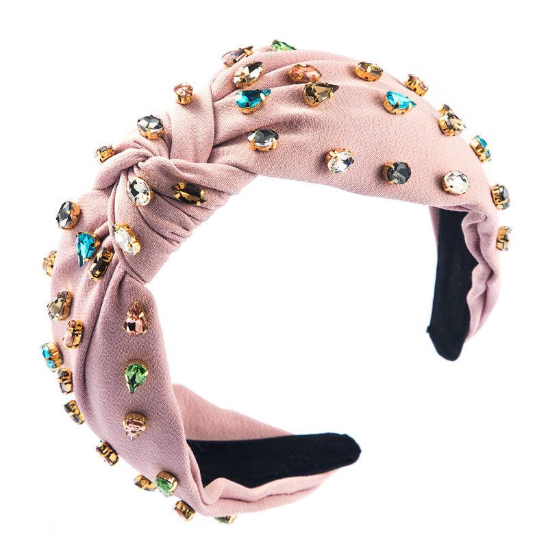 Bohemian Rhinestone Cross Headband Colorful Head Hoop