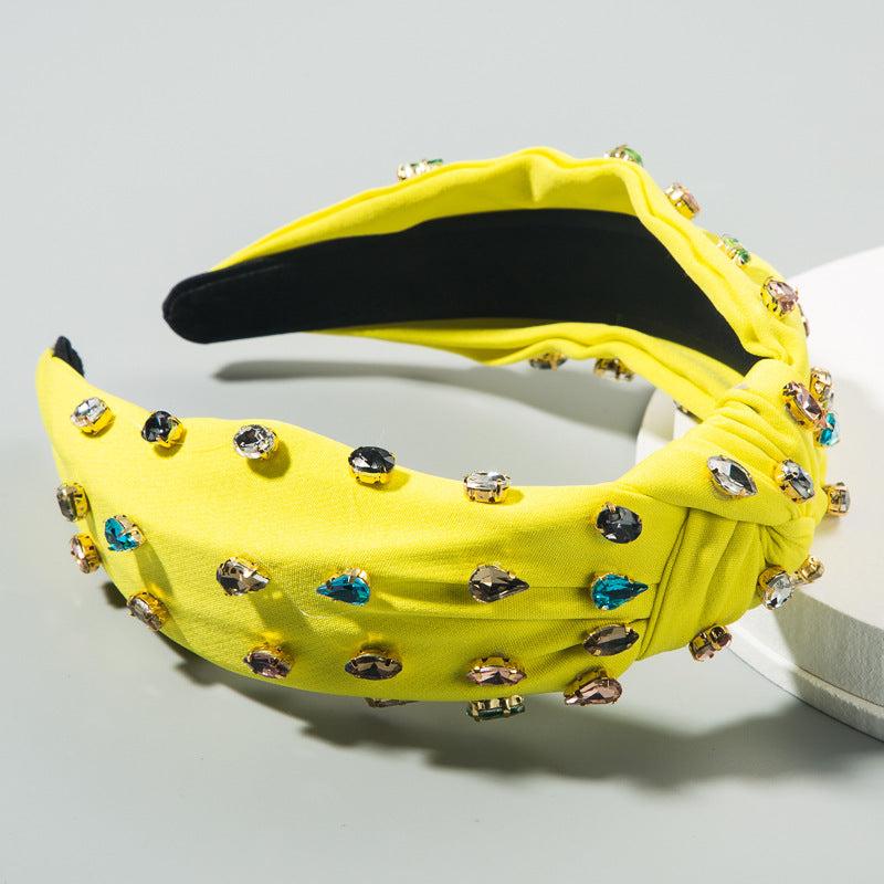 Bohemian Rhinestone Cross Headband Colorful Head Hoop