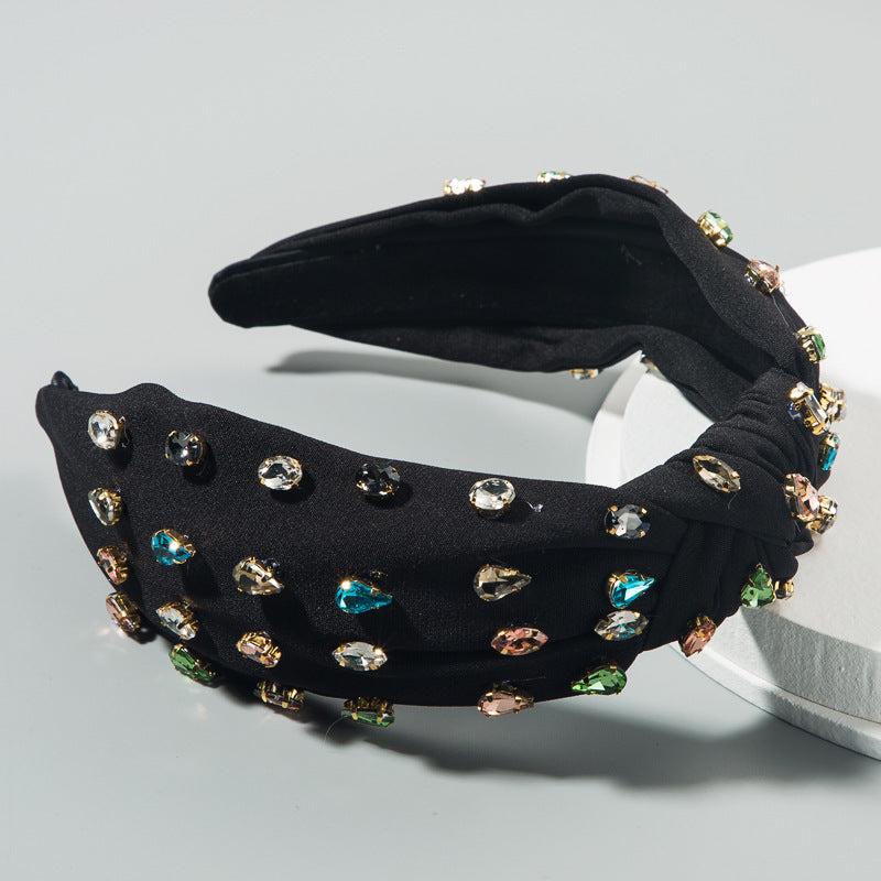 Bohemian Rhinestone Cross Headband Colorful Head Hoop
