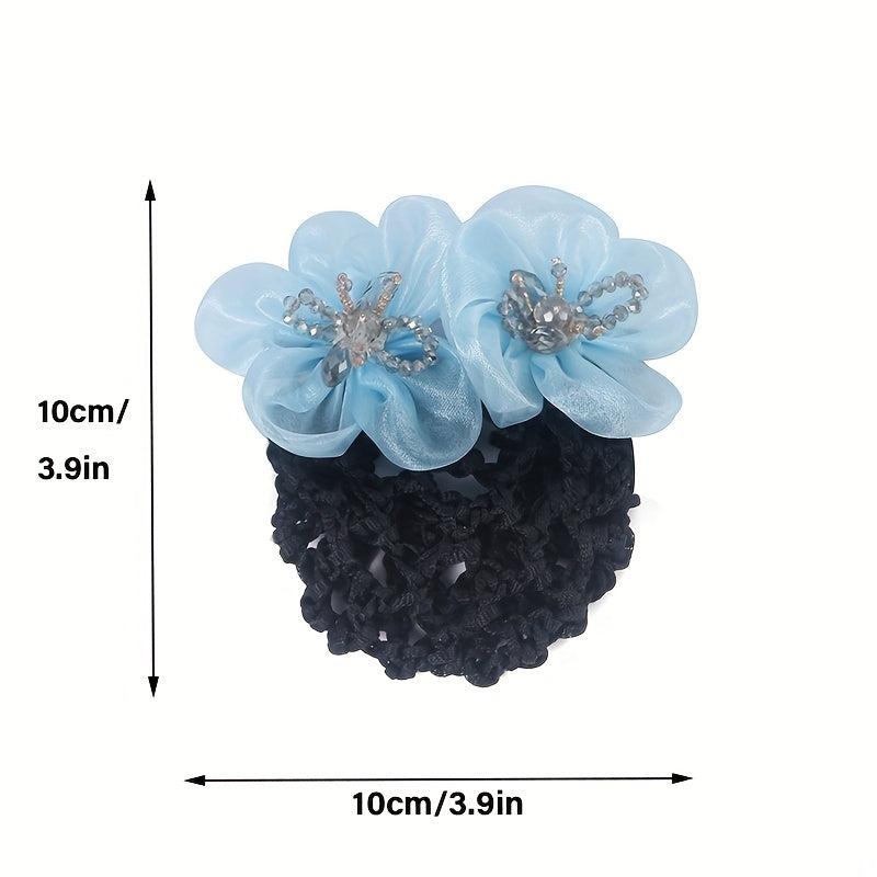 Organza Flower Hair Net Hair Snood Clip Accessory
