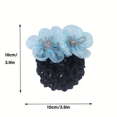Organza Flower Hair Net Hair Snood Clip Accessory