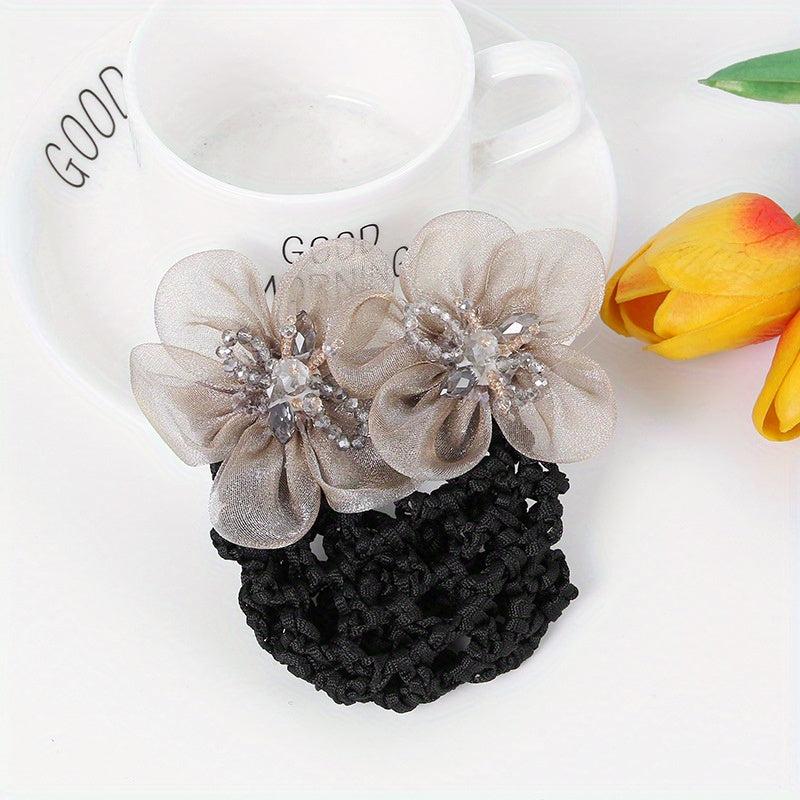 Organza Flower Hair Net Hair Snood Clip Accessory