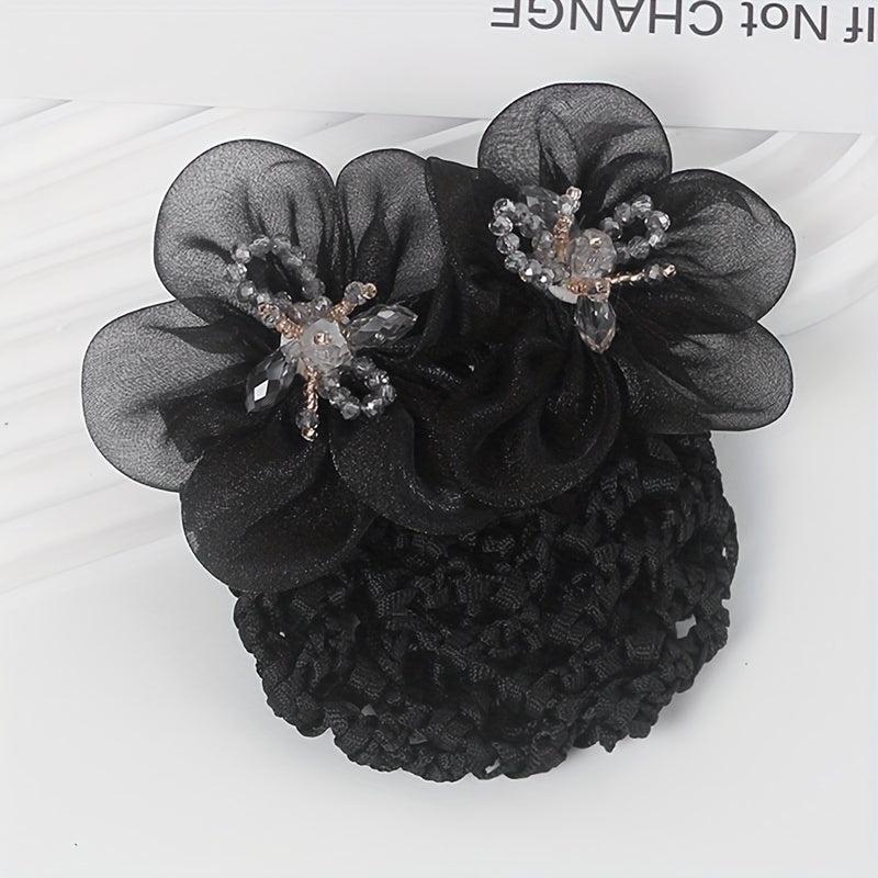 Organza Flower Hair Net Hair Snood Clip Accessory