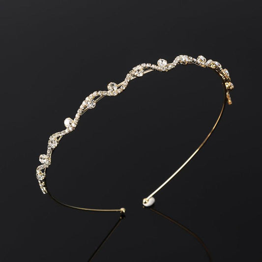 Rhinestone Bezel Hairband Metal Headband Hair Hoop Pearl Hairbands