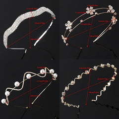Rhinestone Bezel Hairband Metal Headband Hair Hoop Pearl Hairbands