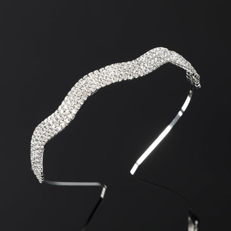 Rhinestone Bezel Hairband Metal Headband Hair Hoop Pearl Hairbands