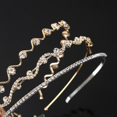 Rhinestone Bezel Hairband Metal Headband Hair Hoop Pearl Hairbands