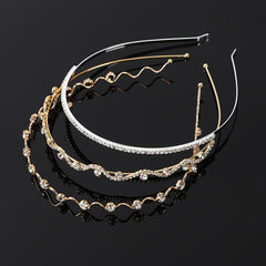 Rhinestone Bezel Hairband Metal Headband Hair Hoop Pearl Hairbands