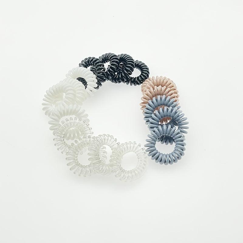 Spiral Coil Hair Ties for Thick Hair - Elastic Ponytail Holders - Waterproof