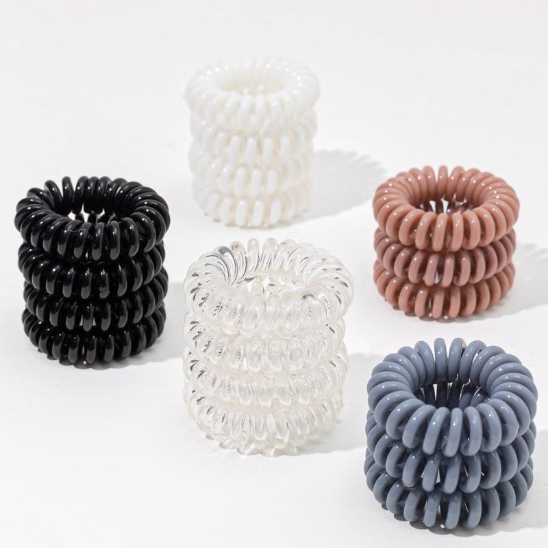 Spiral Coil Hair Ties for Thick Hair - Elastic Ponytail Holders - Waterproof